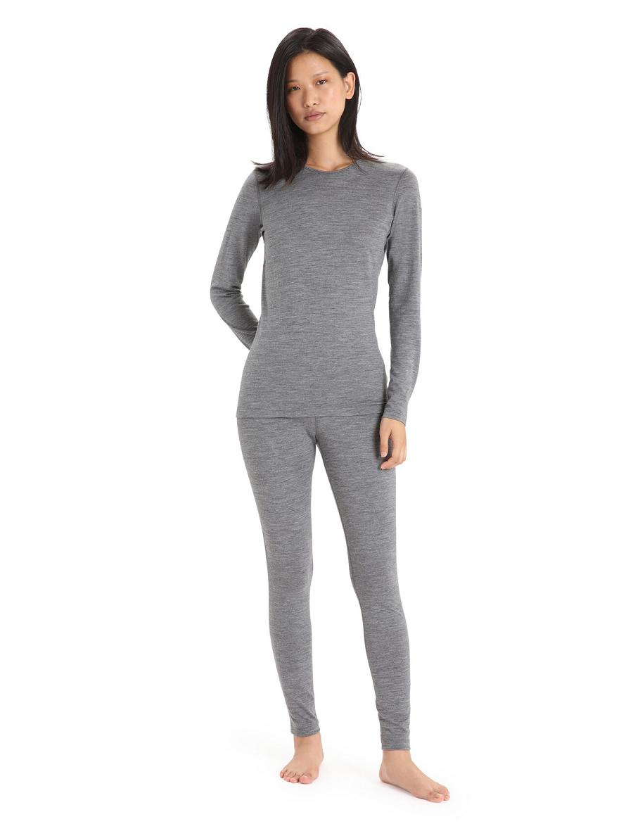 Gritstone Heather Women's Icebreaker Merino 200 Oasis Long Sleeve Crewe Thermal Top One Piece & Sets | USA 1767JPQJ